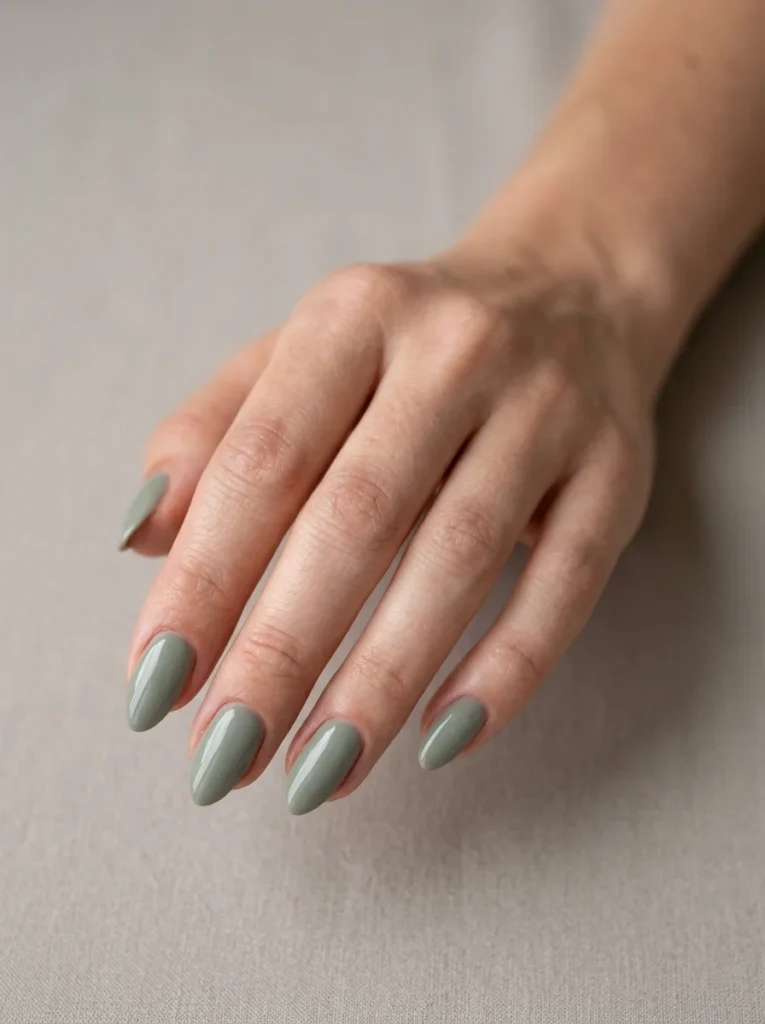Sage Green Almond Nails