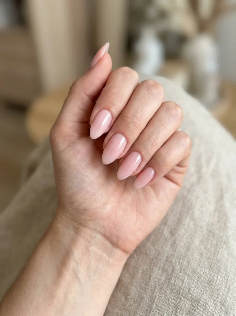 Sheer Pink Almond Nails