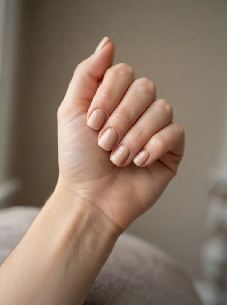 Short Nude Square Acrylic Nails