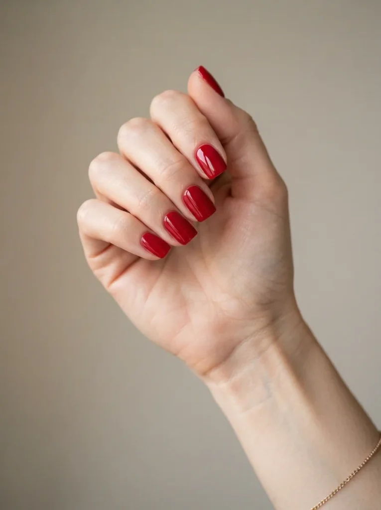 Short Red Acrylic Nails