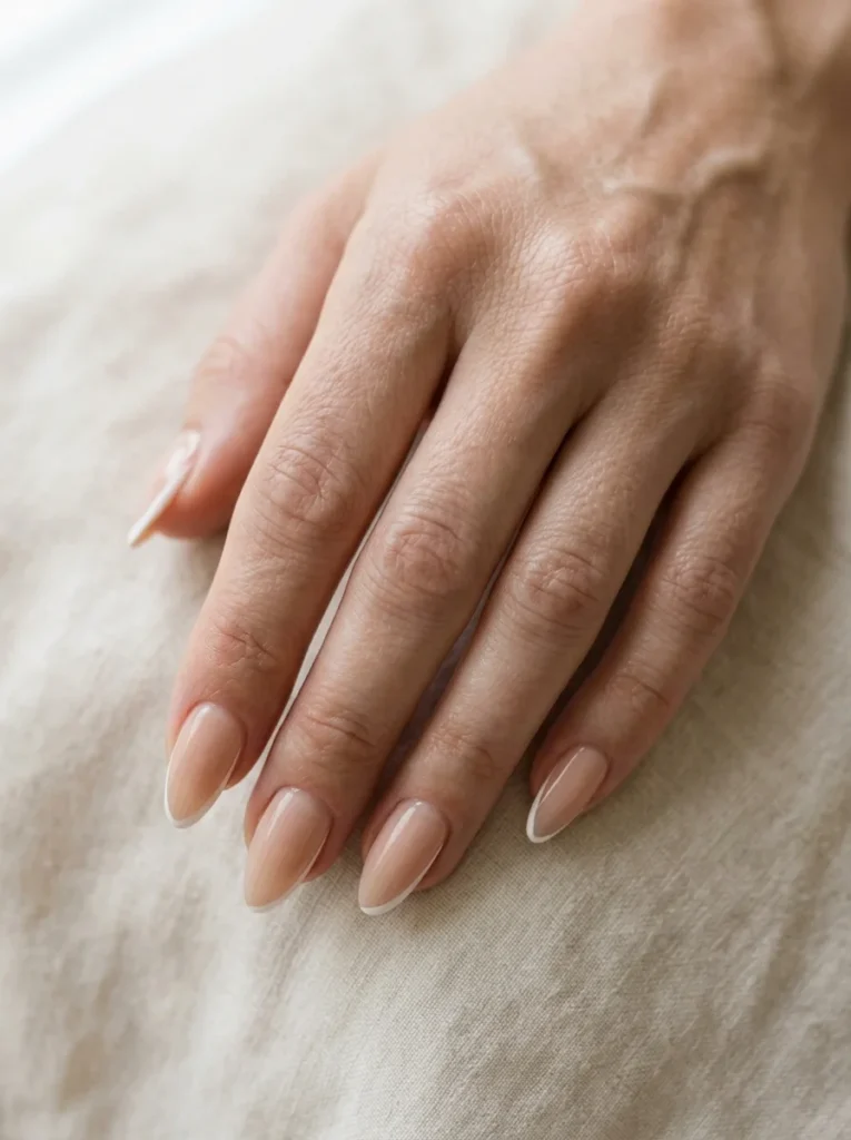 Side French Tip Almond Nails