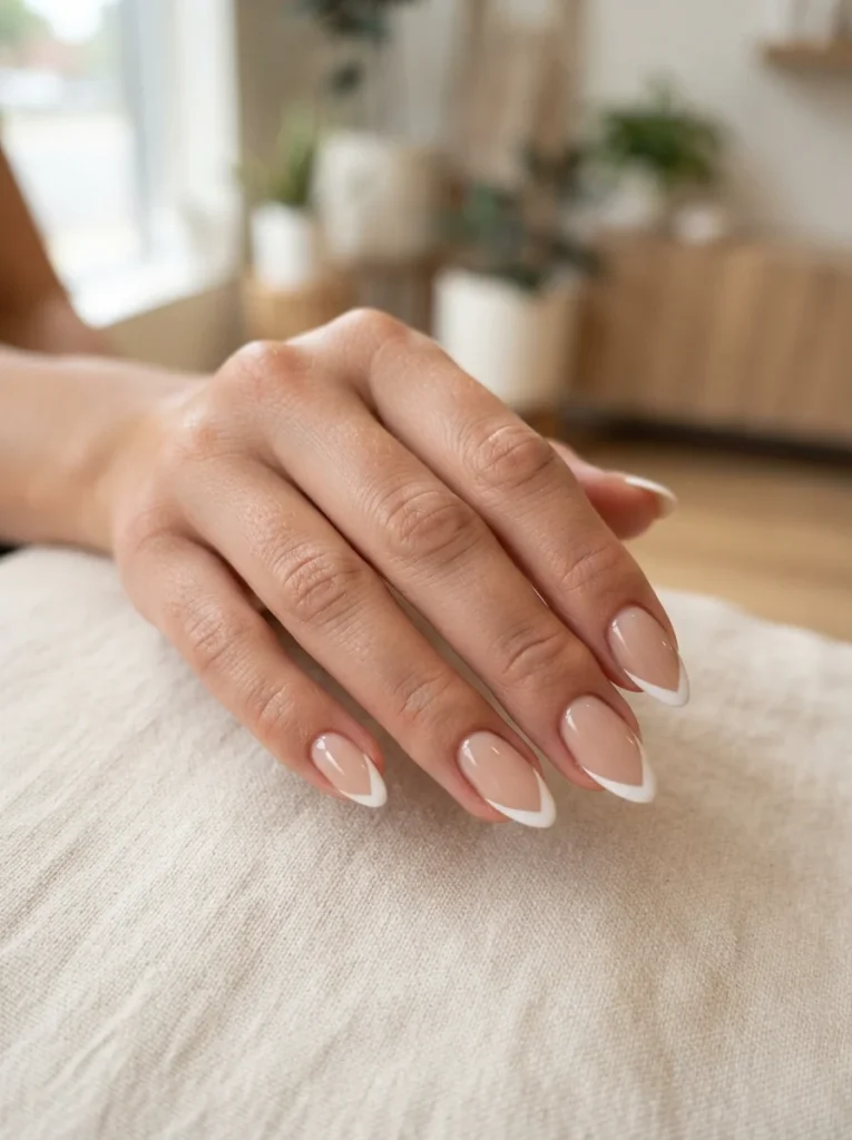 Side White French Tip Nails