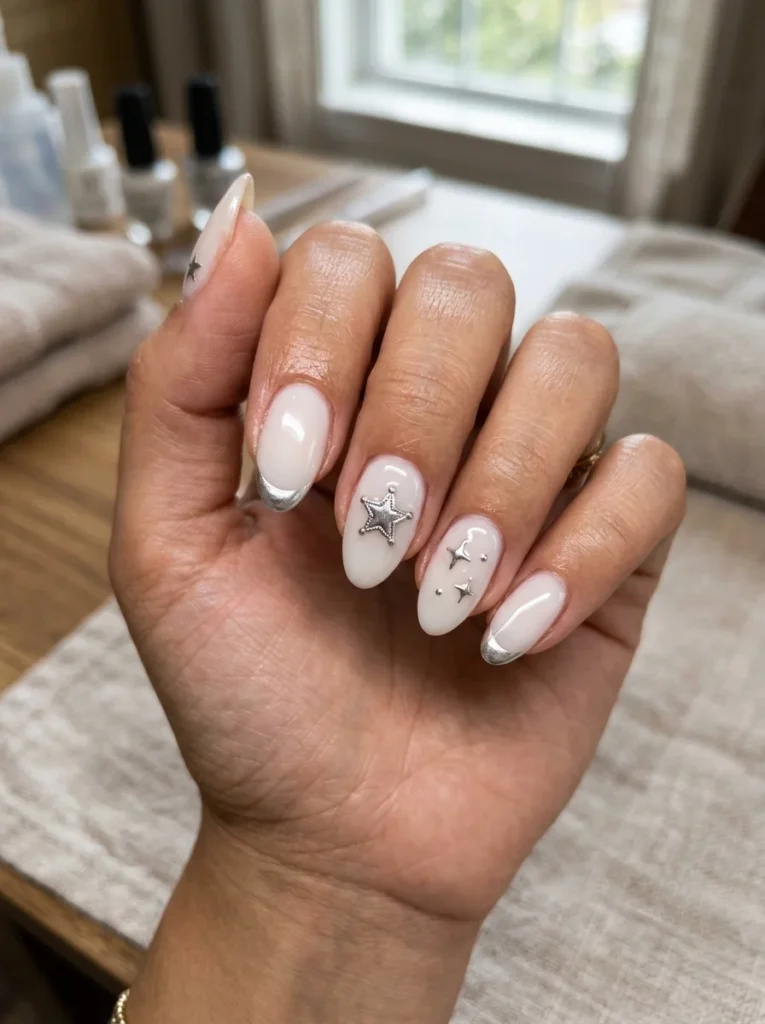 Silver Star and Chrome Western Nails