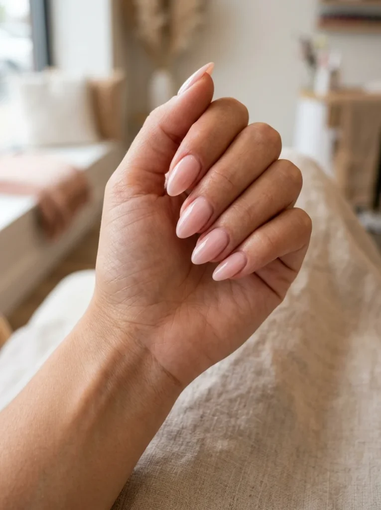 Soft Blush Pink Almond Nails