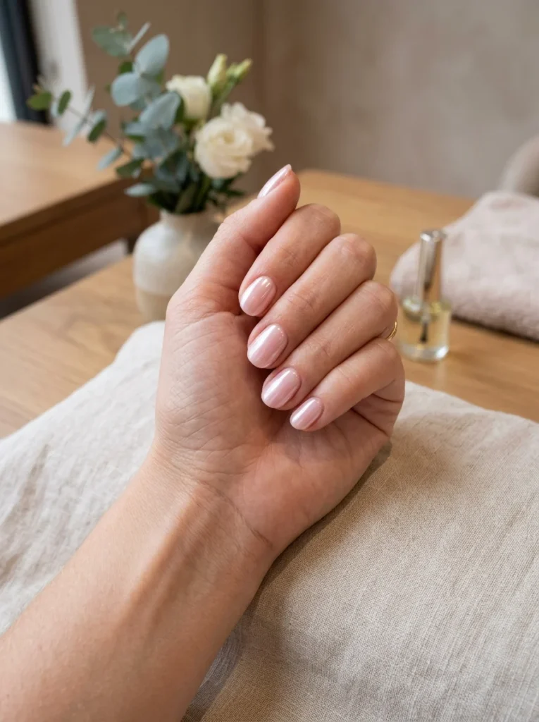 Soft Pink Glazed Nails
