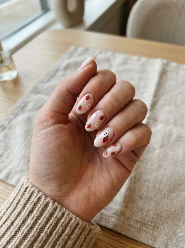 Strawberry Ghost Nails