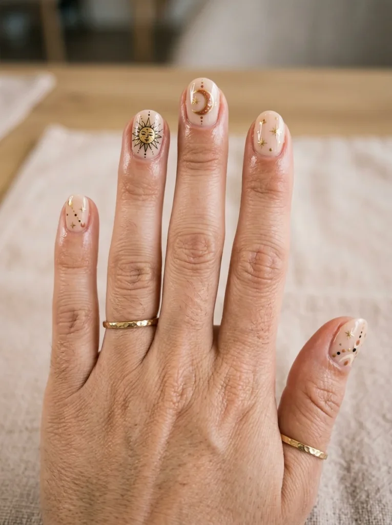 Sun and Moon Nail Art