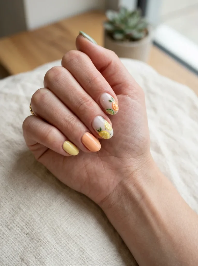 Tiny Citrus Fruit Nails