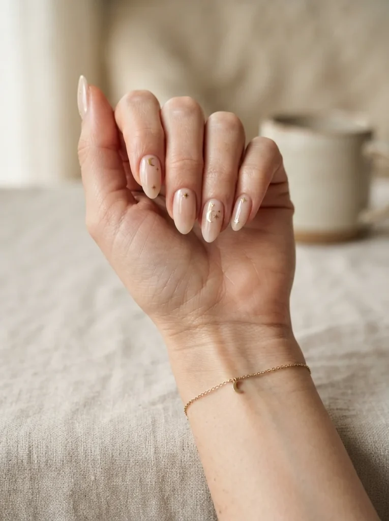 Tiny Star and Moon Nails