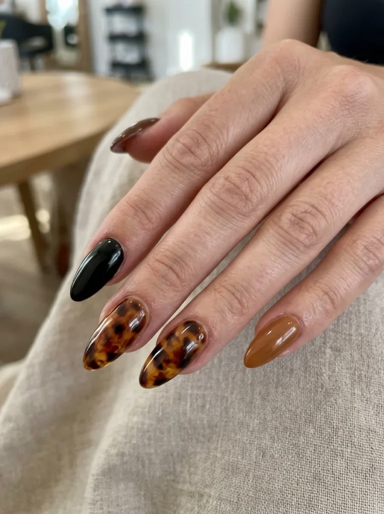 Tortoiseshell Accent Nails