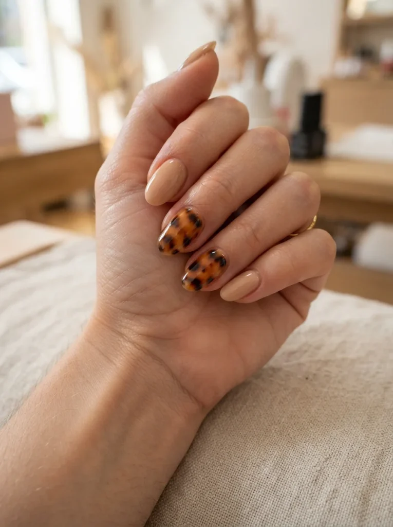 Tortoiseshell Accent Nails