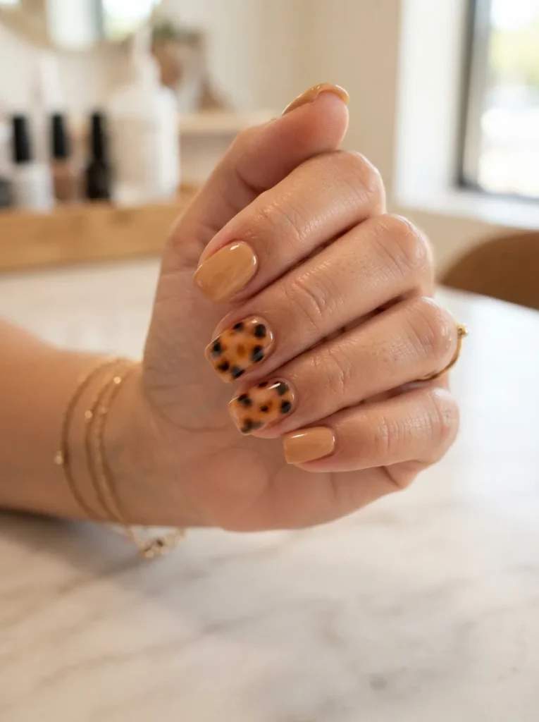 Tortoiseshell Accent Nails