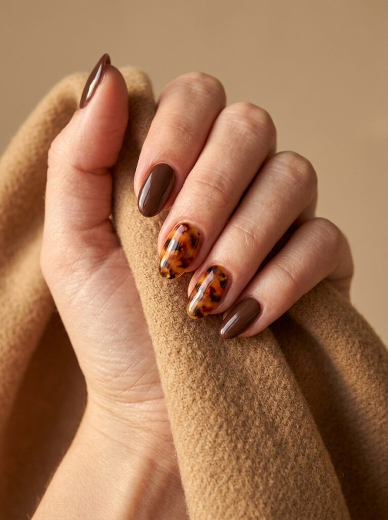 Tortoiseshell Accent Nails