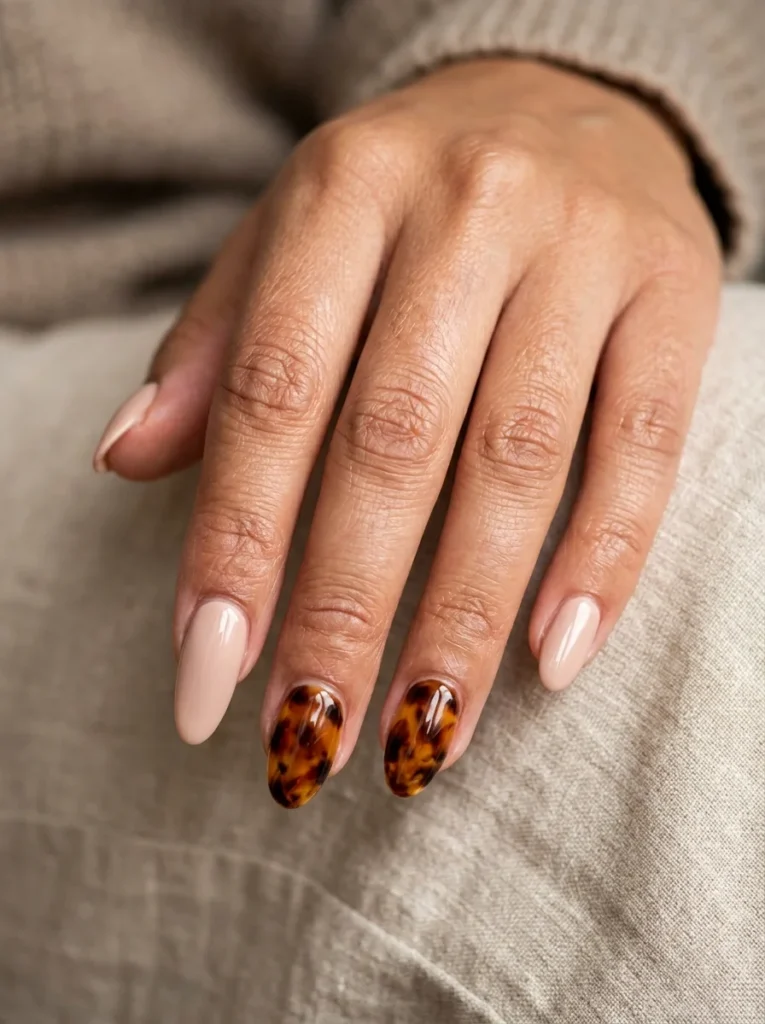 Tortoiseshell Accent Nails