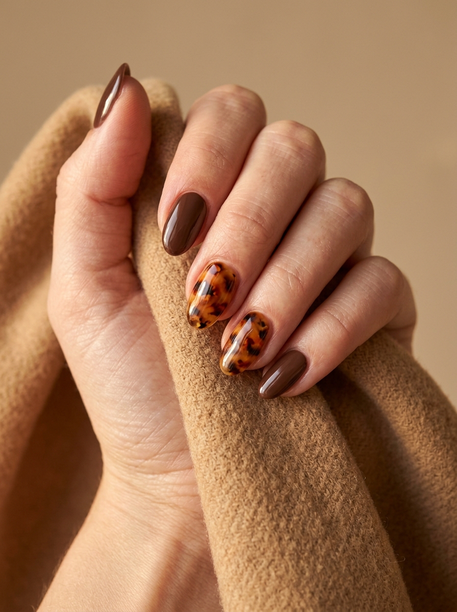 Tortoiseshell Accent Nails