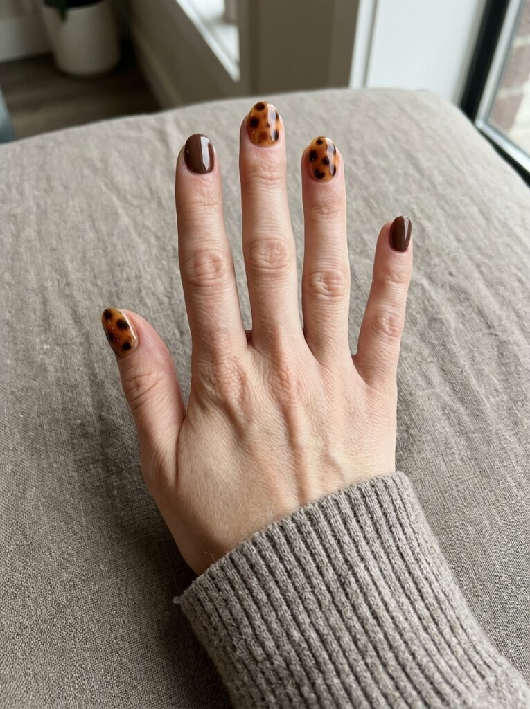 Tortoiseshell Blooming Gel Nails