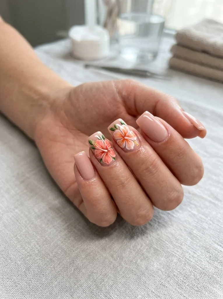 Tropical Flower Nails