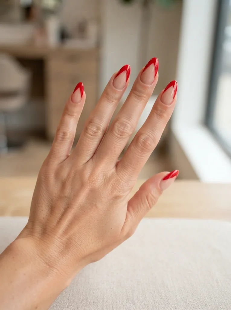 V-Shaped Red French Tips