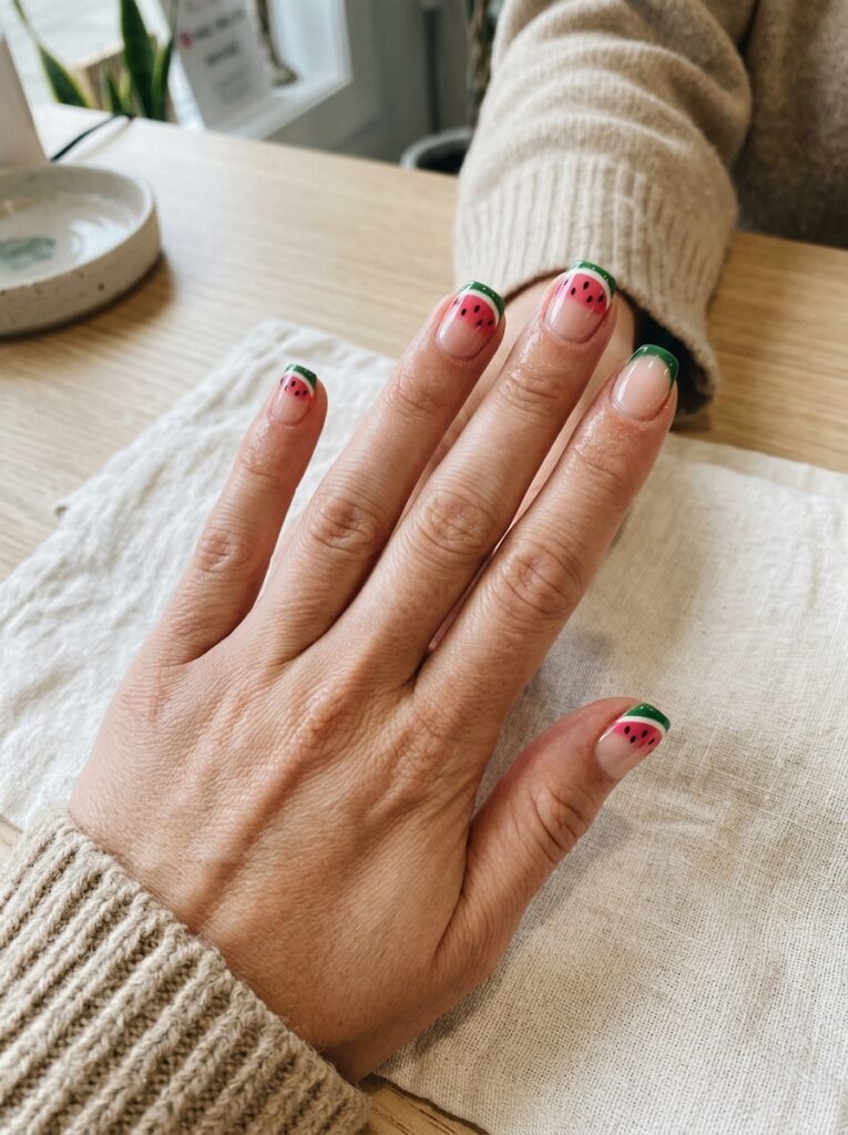 Watermelon Tip Nails