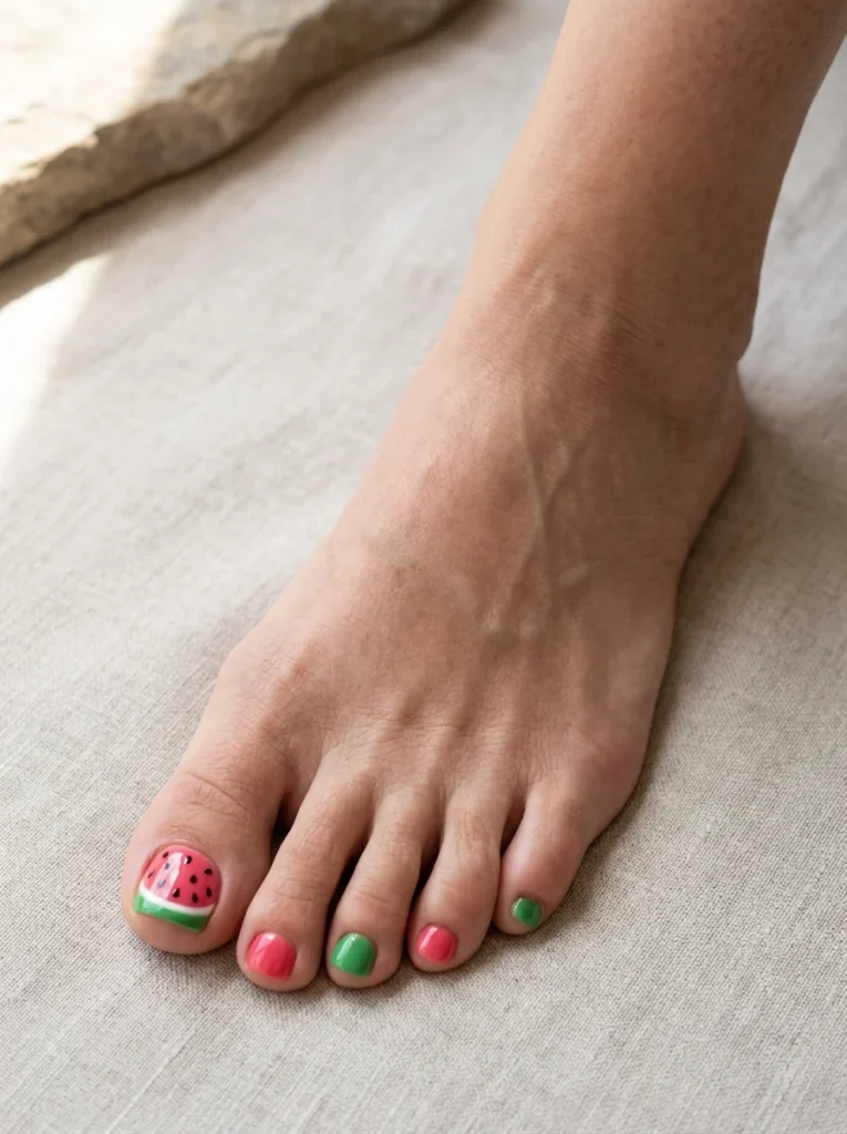Watermelon Toe Nail Art