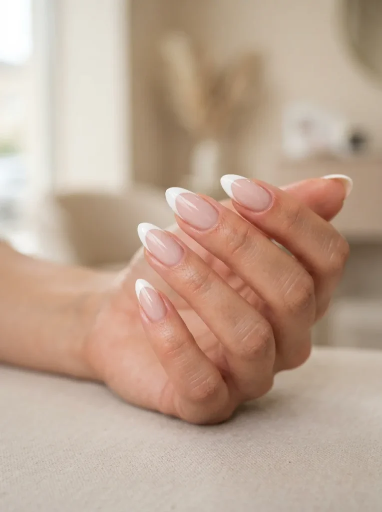 White French Tip Almond Nails