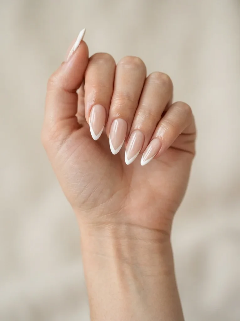 White V-French Tip Nails